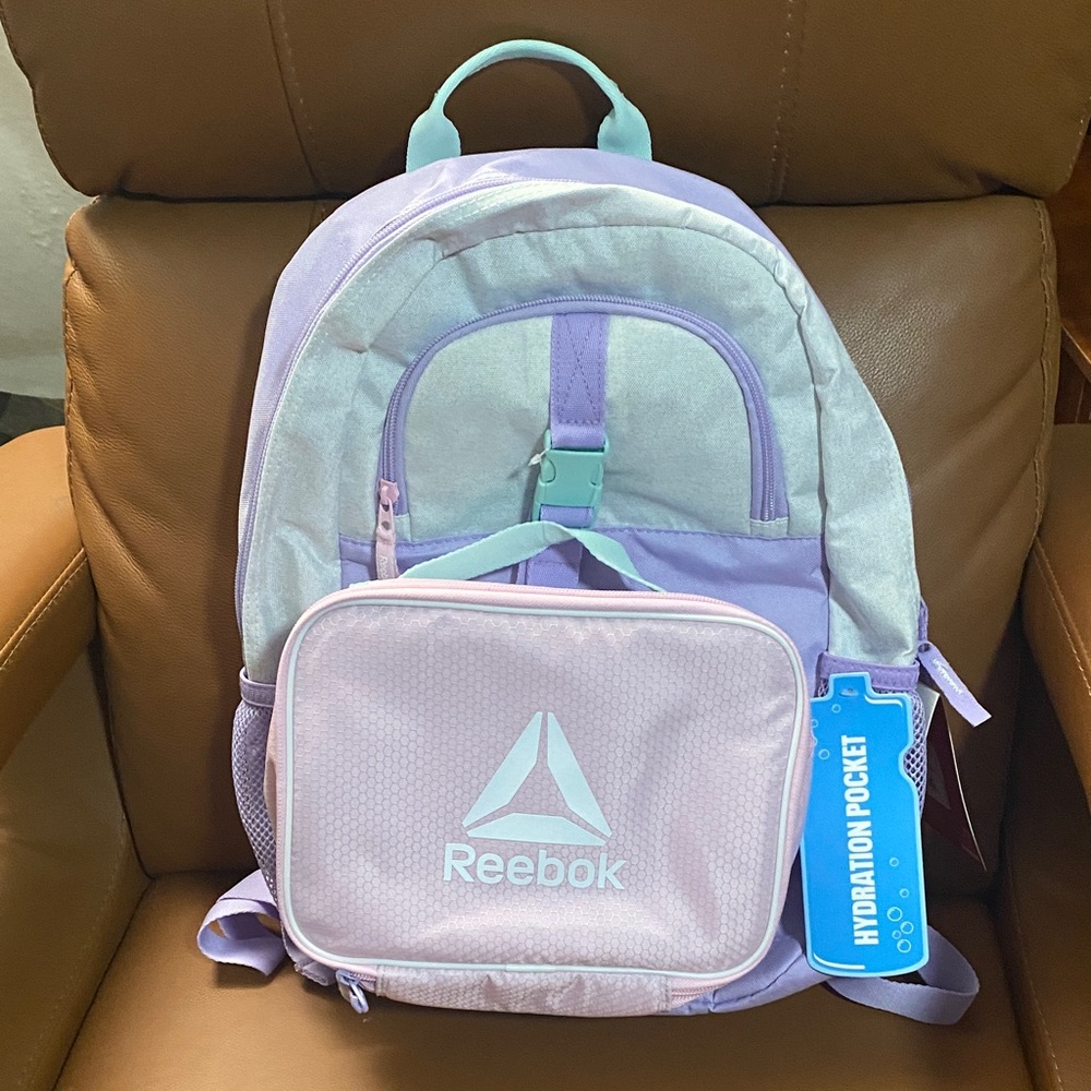 Reebok Kids' Lavender and Mint Backpack with Lunchbox NWT